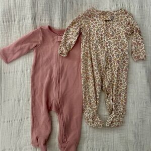 Carter's Pink and Cream Floral Footed One-Piece Sleepers - Pack of 2
